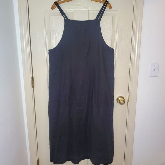 Talbots Black 100% Linen Shift Midi Dress Size M - Picture 6 of 11